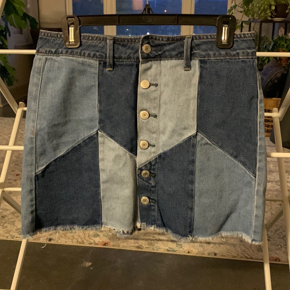 AE patchwork denim  mini skirt